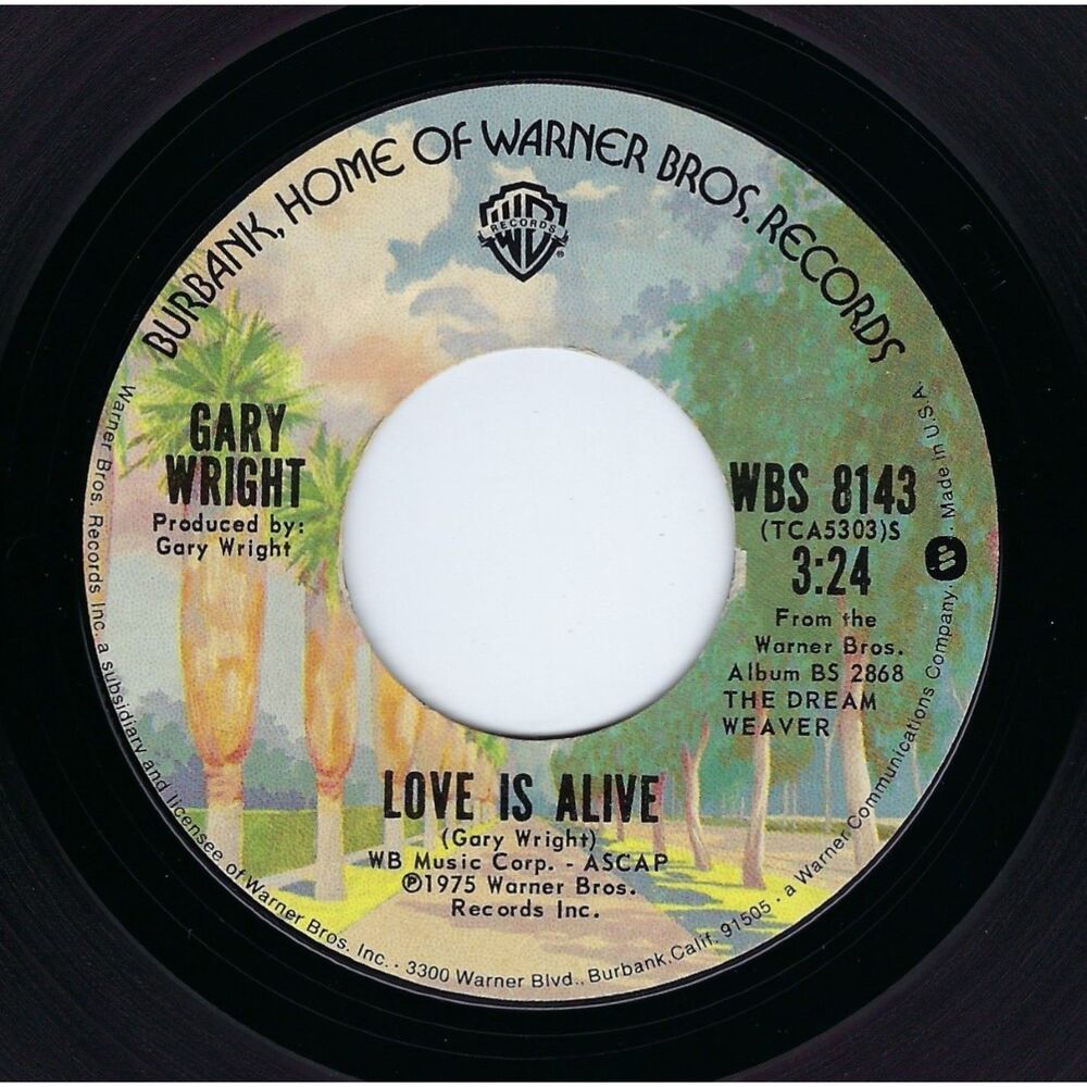 Gary Wright 45 Love Is Alive / Much Higher on Warner Bros. VG+ Rock